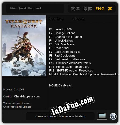 Trainer for Titan Quest: Ragnarok [v1.0.4]