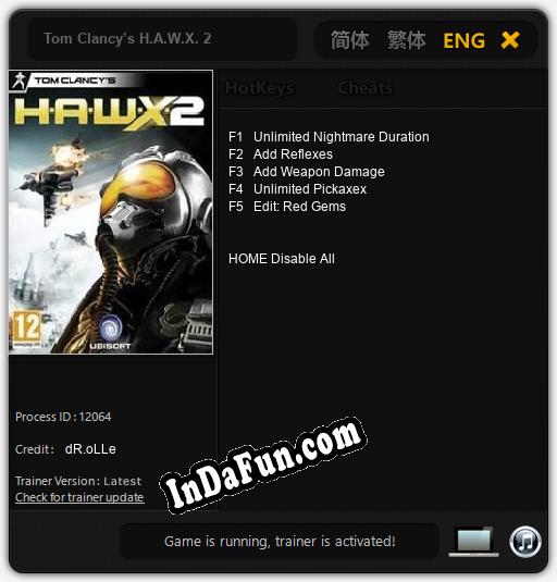 Tom Clancy’s H.A.W.X. 2: TRAINER AND CHEATS (V1.0.74)
