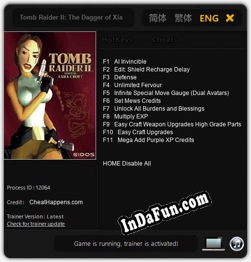 Tomb Raider II: The Dagger of Xian: Trainer +11 [v1.9]
