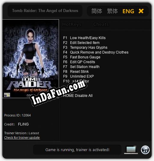 Tomb Raider: The Angel of Darkness: Cheats, Trainer +10 [FLiNG]