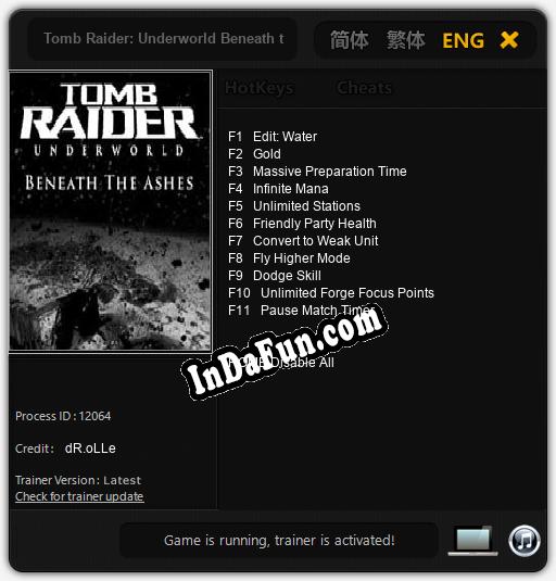 Tomb Raider: Underworld Beneath the Ashes: TRAINER AND CHEATS (V1.0.45)