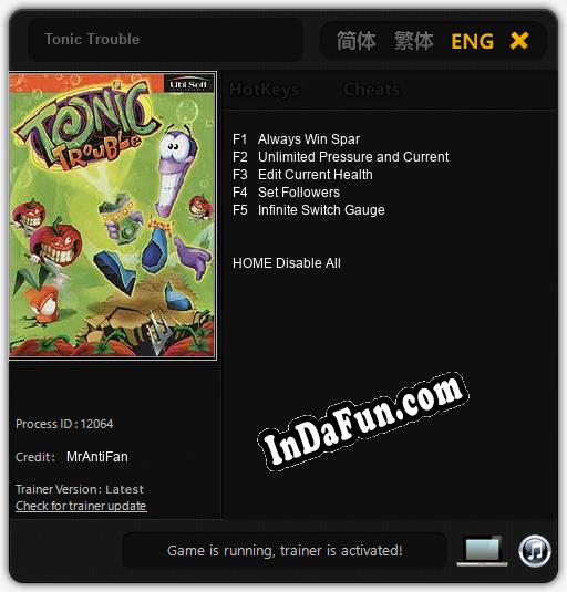 Trainer for Tonic Trouble [v1.0.8]