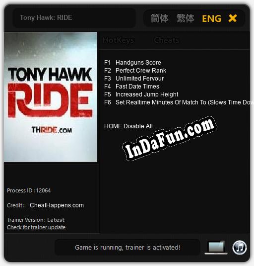 Trainer for Tony Hawk: RIDE [v1.0.9]