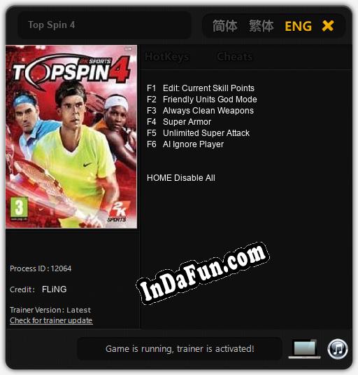 Top Spin 4: Cheats, Trainer +6 [FLiNG]