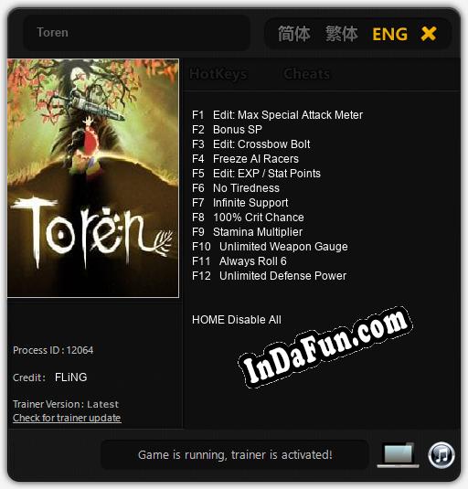 Toren: Cheats, Trainer +12 [FLiNG]