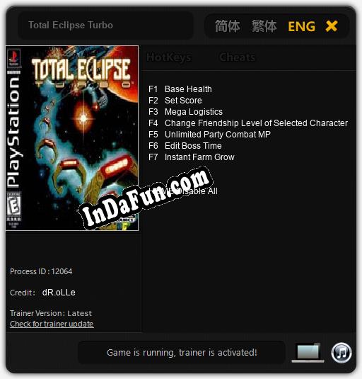 Total Eclipse Turbo: TRAINER AND CHEATS (V1.0.25)