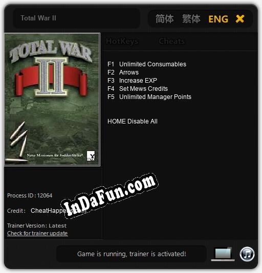 Total War II: TRAINER AND CHEATS (V1.0.99)