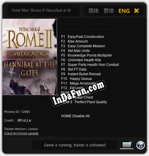 Total War: Rome II Hannibal at the Gates: Cheats, Trainer +15 [dR.oLLe]