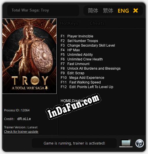 Total War Saga: Troy: Cheats, Trainer +12 [dR.oLLe]