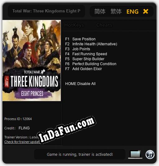 Total War: Three Kingdoms Eight Princes: Cheats, Trainer +7 [FLiNG]