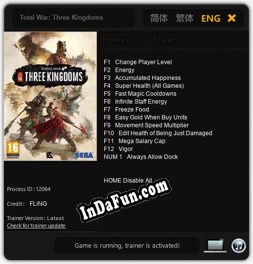 Total War: Three Kingdoms: TRAINER AND CHEATS (V1.0.60)