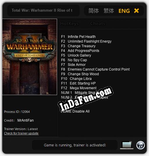 Trainer for Total War: Warhammer II Rise of the Tomb Kings [v1.0.6]