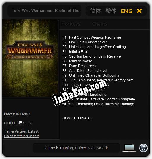 Total War: Warhammer Realm of The Wood Elves: Trainer +15 [v1.2]
