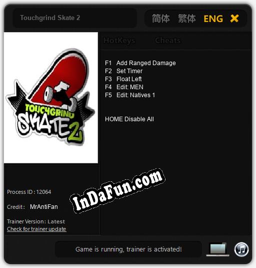 Touchgrind Skate 2: TRAINER AND CHEATS (V1.0.98)