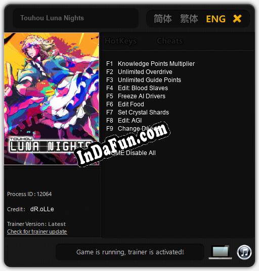 Trainer for Touhou Luna Nights [v1.0.9]