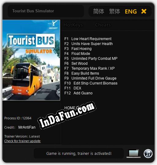 Trainer for Tourist Bus Simulator [v1.0.6]