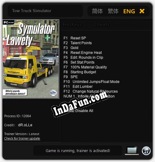 Tow Truck Simulator: TRAINER AND CHEATS (V1.0.86)