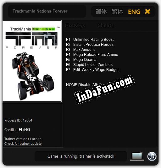 Trackmania Nations Forever: TRAINER AND CHEATS (V1.0.9)