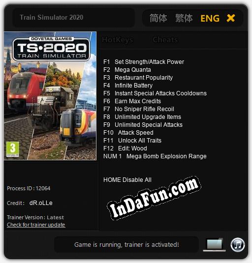 Train Simulator 2020: TRAINER AND CHEATS (V1.0.95)