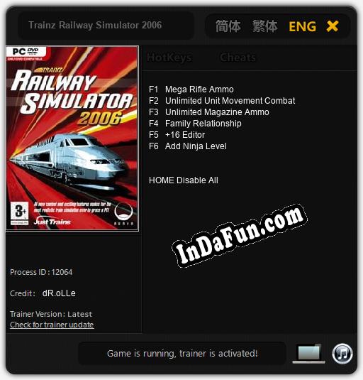 Trainer for Trainz Railway Simulator 2006 [v1.0.8]