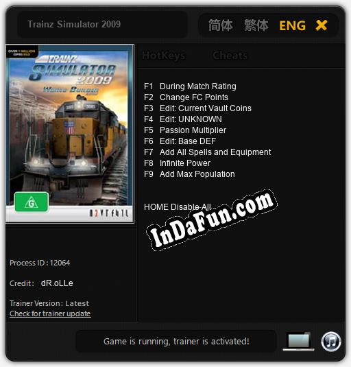 Trainz Simulator 2009: Cheats, Trainer +9 [dR.oLLe]