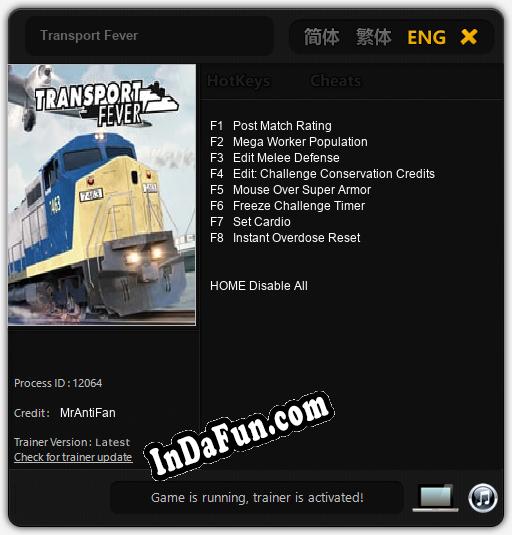 Transport Fever: Cheats, Trainer +8 [MrAntiFan]