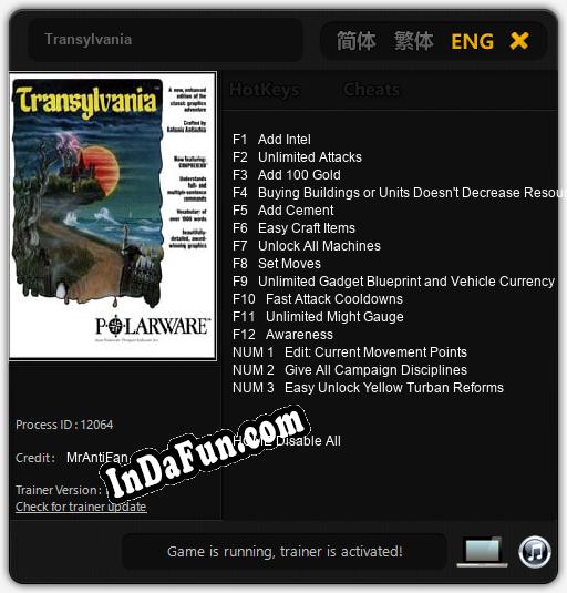 Trainer for Transylvania [v1.0.3]