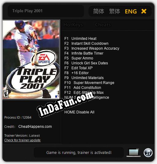 Trainer for Triple Play 2001 [v1.0.7]