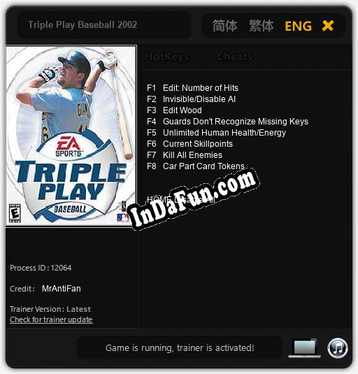 Triple Play Baseball 2002: TRAINER AND CHEATS (V1.0.95)