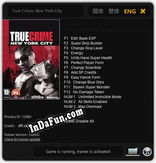 True Crime: New York City: Trainer +15 [v1.2]