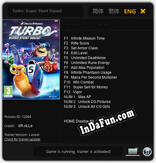 Turbo: Super Stunt Squad: TRAINER AND CHEATS (V1.0.25)