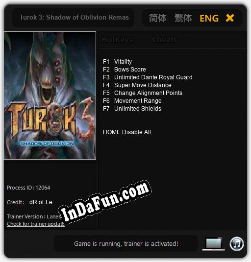Trainer for Turok 3: Shadow of Oblivion Remastered [v1.0.6]