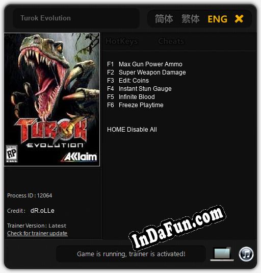 Trainer for Turok Evolution [v1.0.1]