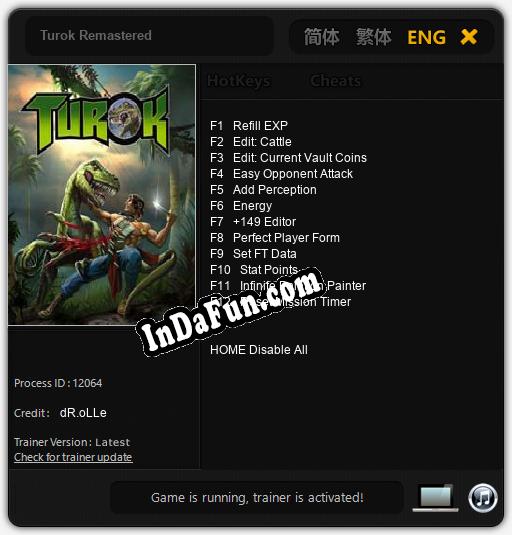 Turok Remastered: TRAINER AND CHEATS (V1.0.36)