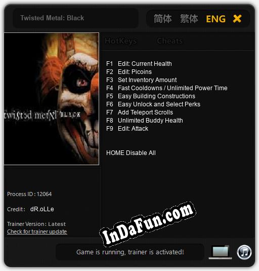 Twisted Metal: Black: TRAINER AND CHEATS (V1.0.96)