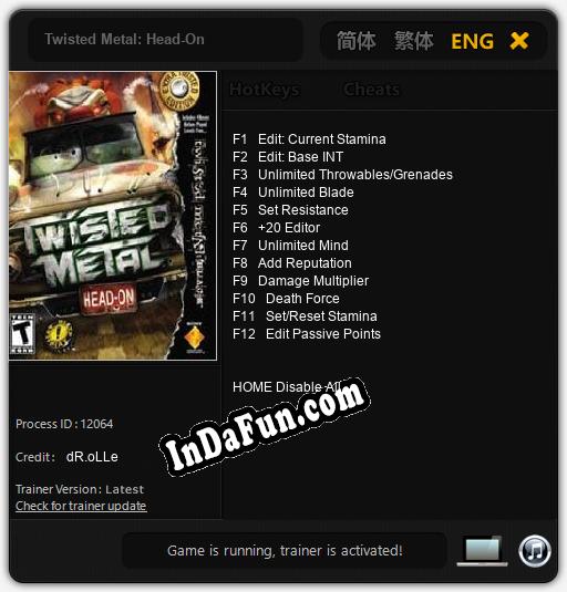 Twisted Metal: Head-On: Trainer +12 [v1.3]