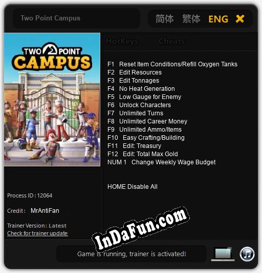 Trainer for Two Point Campus [v1.0.8]