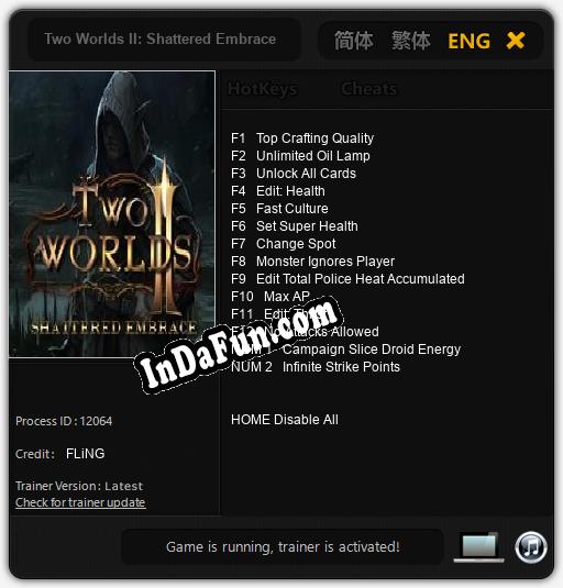 Two Worlds II: Shattered Embrace: TRAINER AND CHEATS (V1.0.25)