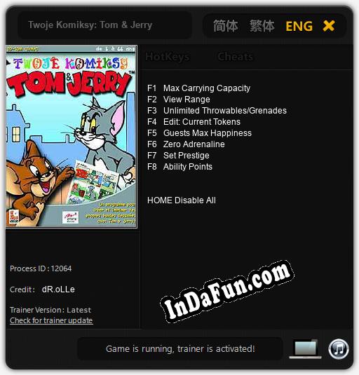 Twoje Komiksy: Tom & Jerry: Cheats, Trainer +8 [dR.oLLe]