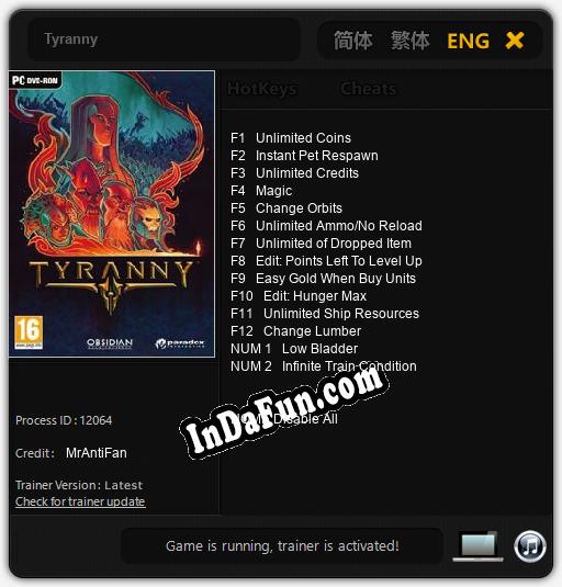 Tyranny: TRAINER AND CHEATS (V1.0.34)