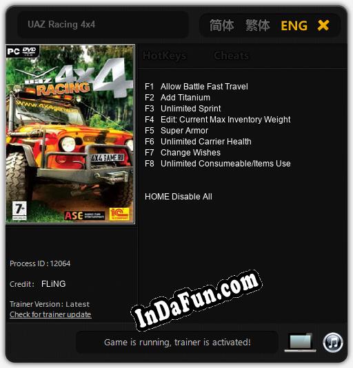 UAZ Racing 4x4: TRAINER AND CHEATS (V1.0.56)