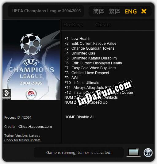 Trainer for UEFA Champions League 2004-2005 [v1.0.1]