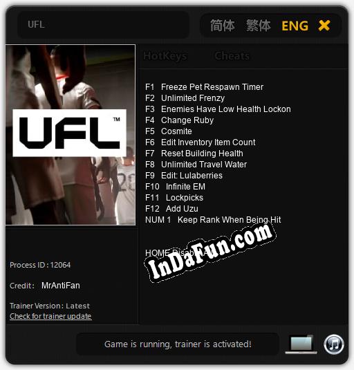 UFL: TRAINER AND CHEATS (V1.0.20)