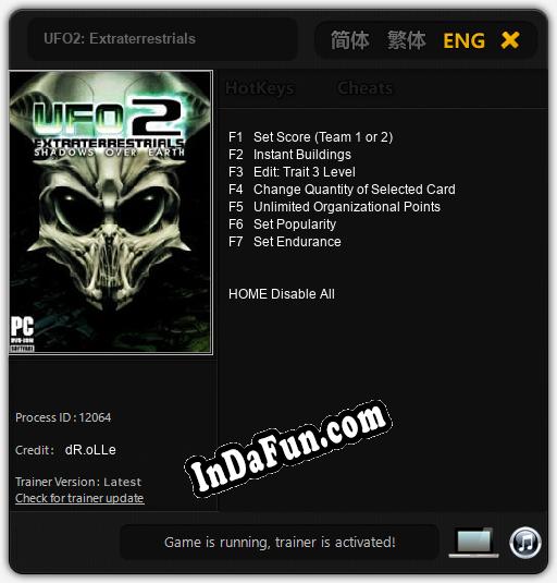 UFO2: Extraterrestrials: TRAINER AND CHEATS (V1.0.32)