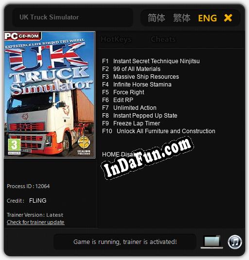 UK Truck Simulator: Trainer +10 [v1.3]