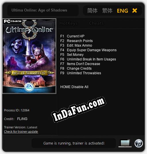 Ultima Online: Age of Shadows: Trainer +9 [v1.2]