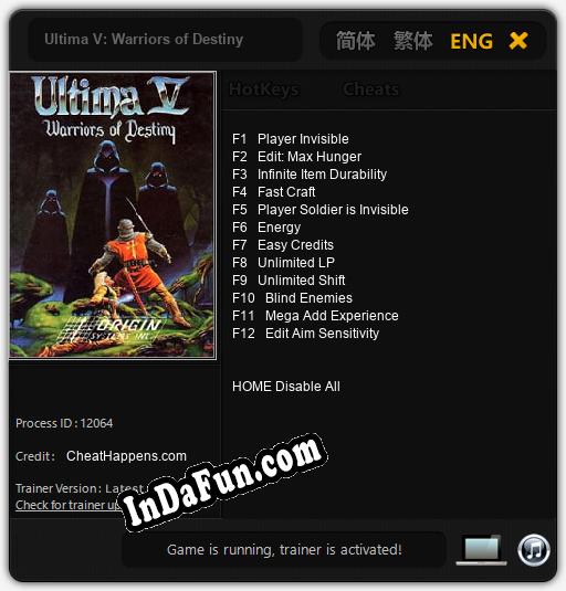 Ultima V: Warriors of Destiny: Trainer +12 [v1.2]