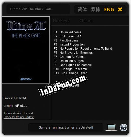 Ultima VII: The Black Gate: Trainer +11 [v1.6]