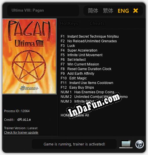 Ultima VIII: Pagan: Trainer +15 [v1.4]