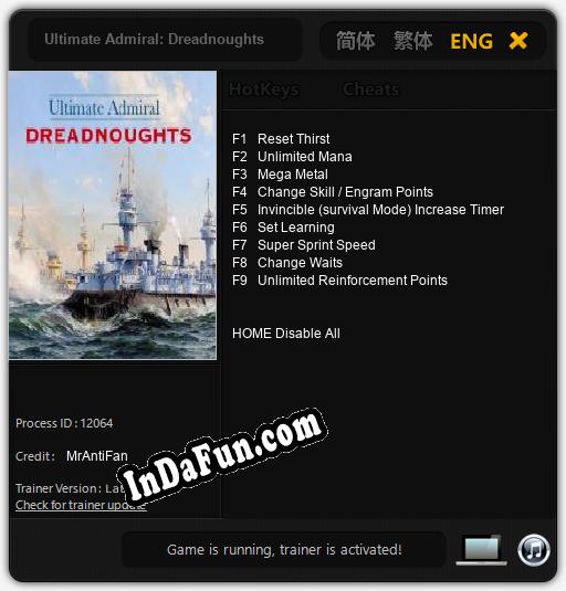 Ultimate Admiral: Dreadnoughts: TRAINER AND CHEATS (V1.0.16)